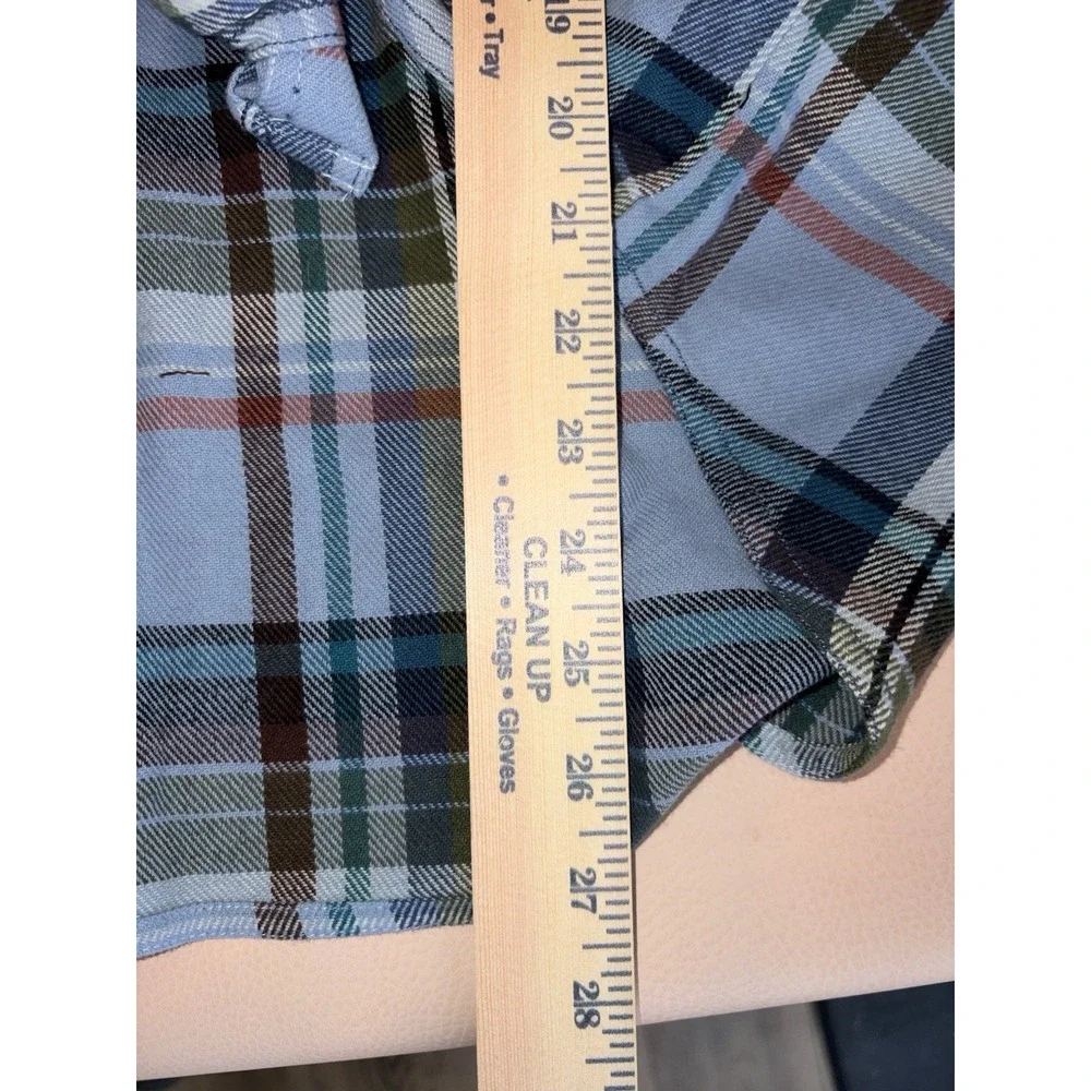 New Free People We The Free Hideaway Plaid Shirt Pearl Snap Blue Large Boho